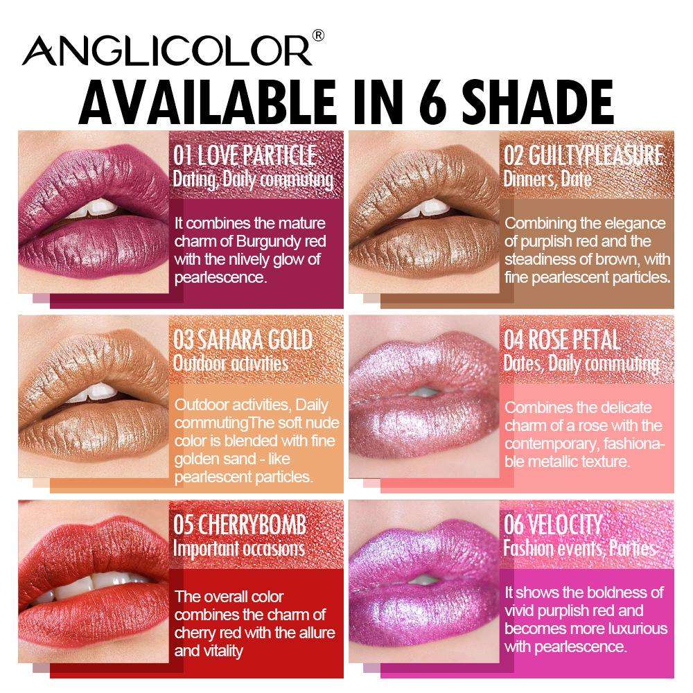 6 Colors Pearlescent Lipstick Set Box, Velvet Fine Sparkle, Long-lasting Waterproof, No Color Fading, No Sticking Glitter Lipstick Set Box
