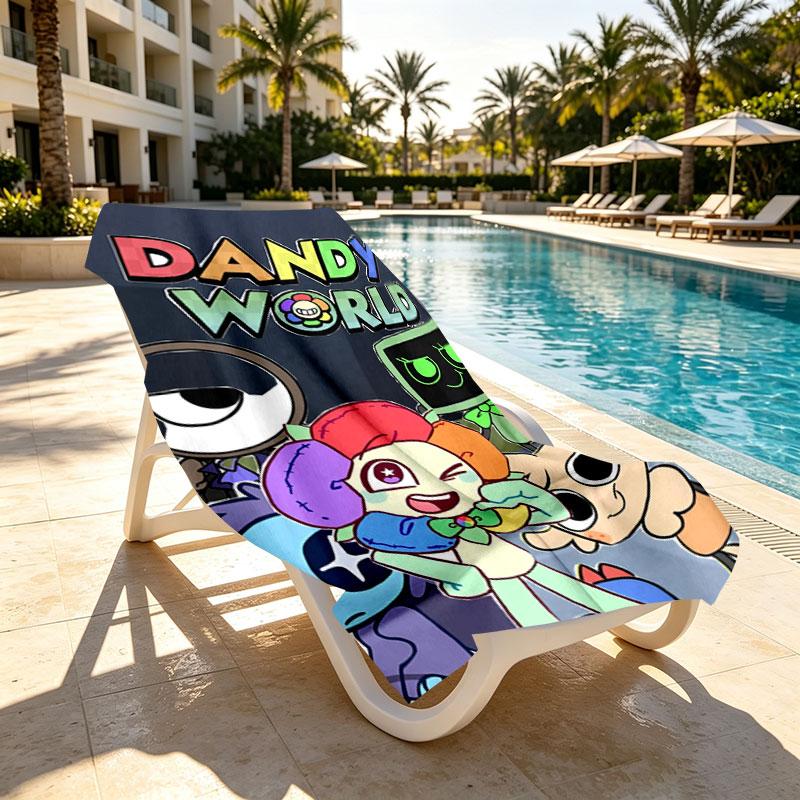Dandy's World Print Beach Towel Design, Soft, Lightweight. for Home Bathroom, Spa, Pool, Yoga, Surfing, Camping, Gift for Family, Friend