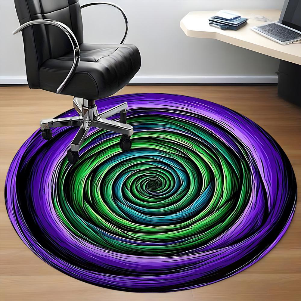 1pc Spiral Pattern Chair Carpet for Office Non Slip, Machine Washable Rug for Office, Room Holiday Decor for Christmas, Birthday Polyester