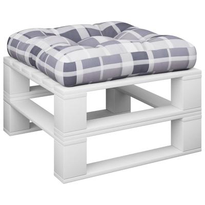 Grey Checkered Pallet Cushion 60 X 60 X 12 Cm Fabric