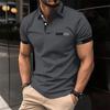 Fashionable Men's Casual Polo Shirt with Faux Chest Pocket, Turn-Down Collar and Button-Front Business T-Shirt Top