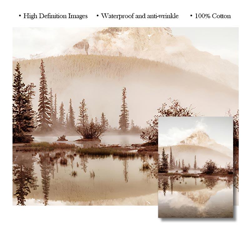 Naturlandschaft Landschaft Wandkunst Leinwand Poster und Druck Malerei Blume Gras Sonnenschein Nebel Bild Home Decorfor Wohnzimmer