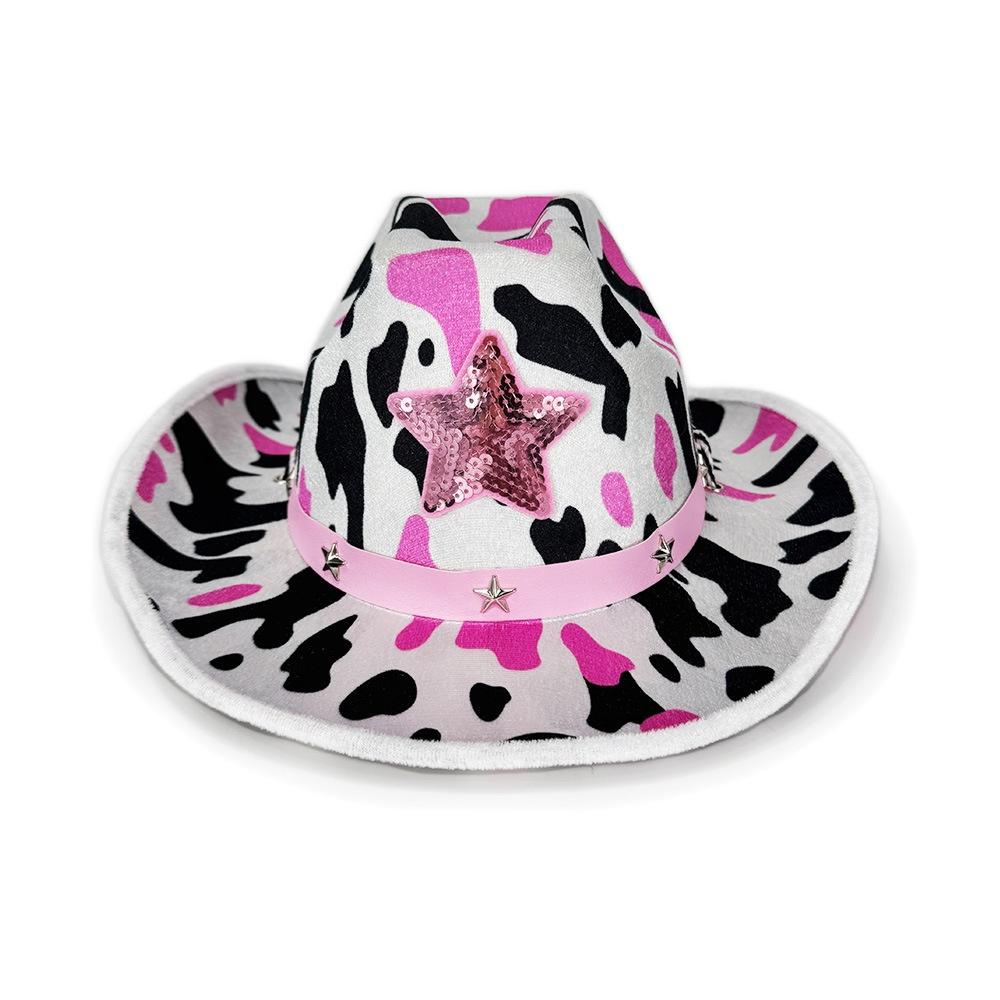 Punk Cowboy Hat Exotic Cowboy Hat Cow Print Hat Animal Print For Dance Country Concerts Halloween Party XS(old)