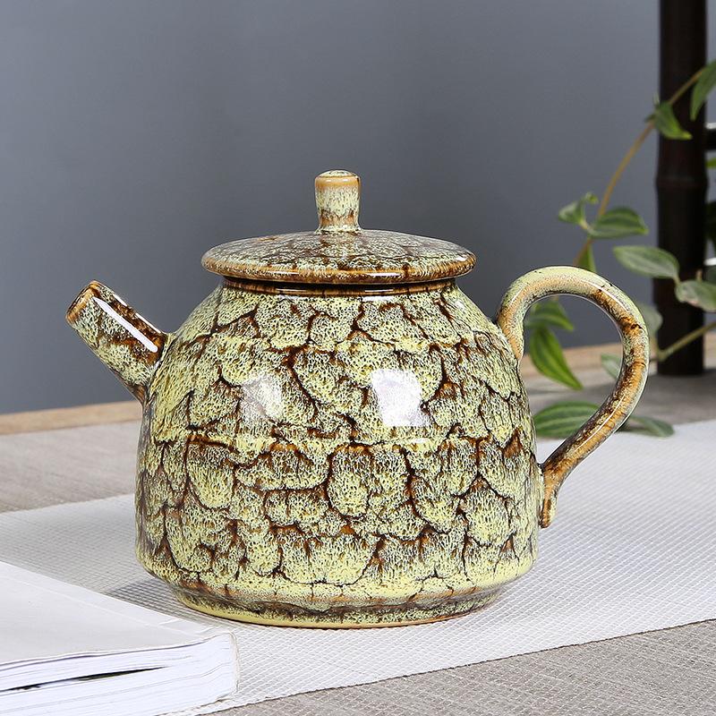 Ceramic Teapot Single Pot Household Large Capacity Simple Kiln Change Tianmu Glaze Jianzhan Kung Fu Tea Set Filter Tea Kettle