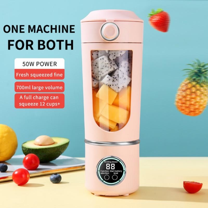 700ml Smoothie Blender Portable USB Rechargeable Juicer with High Speed Motor Mixing Cup for Protein Shakes and Juices