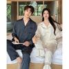Couple Jacquard Dark Pattern Exquisite Light Luxury Pajamas High-end Long-sleeved Ice Silk Autumn and Winter Comfortable Loungewear Set