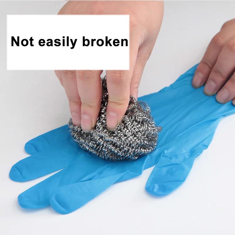 Blue Nitrile Gloves Disposable Household Cleaning Gloves for Kitchen Dishwashing Waterproof Latex Free Powder Free