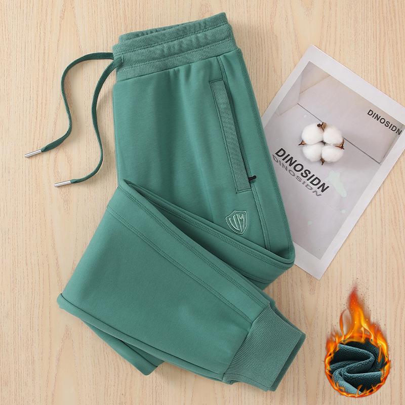 

2024 Autumn/Winter Women s Fleece-Lined Cuffed Cotton Harem Sports Pants with Zipper Pockets XL