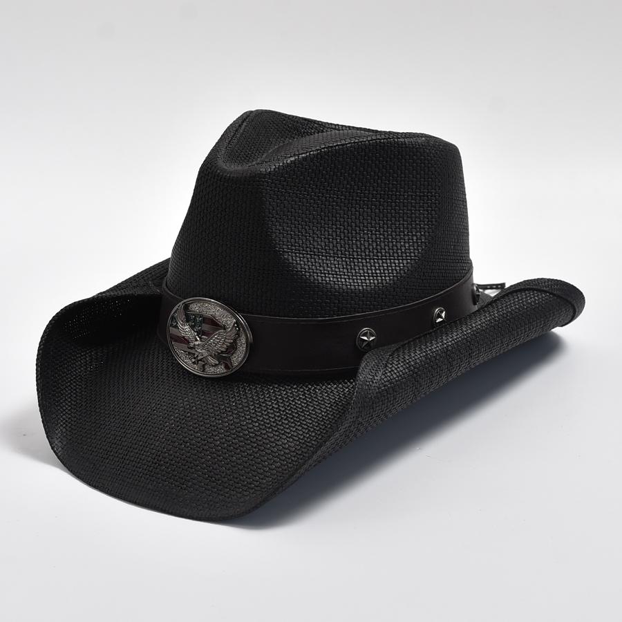 

New Men s Vintage Western Cowboy Hat Handmade Straw Weaving Beach Sun Hat Gentleman Cowgirl Jazz Hat Sombrero Hombre One Size чёрный