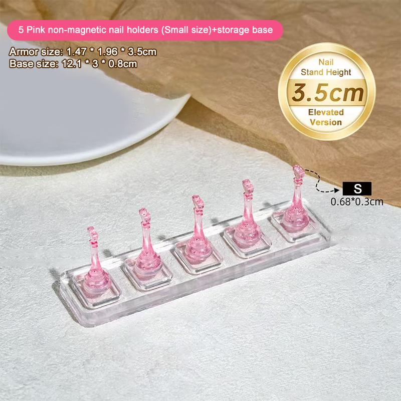 5-ячеистый немагнитный акриловый держатель для типс для наращивания ногтей, подставка для демонстрации накладных ногтей, держатель для типс для гель-лака  Кошачий глаз , стойка для демонстрации готовых накладных ногтей, для тренировок S розовый