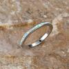 Anillos con Piedra de Ópalo Blanco Fuego para Mujer Color Cobre Joyería de Boda Para Mujeres Pequeño Delgado Redondo Anillo de Compromiso
