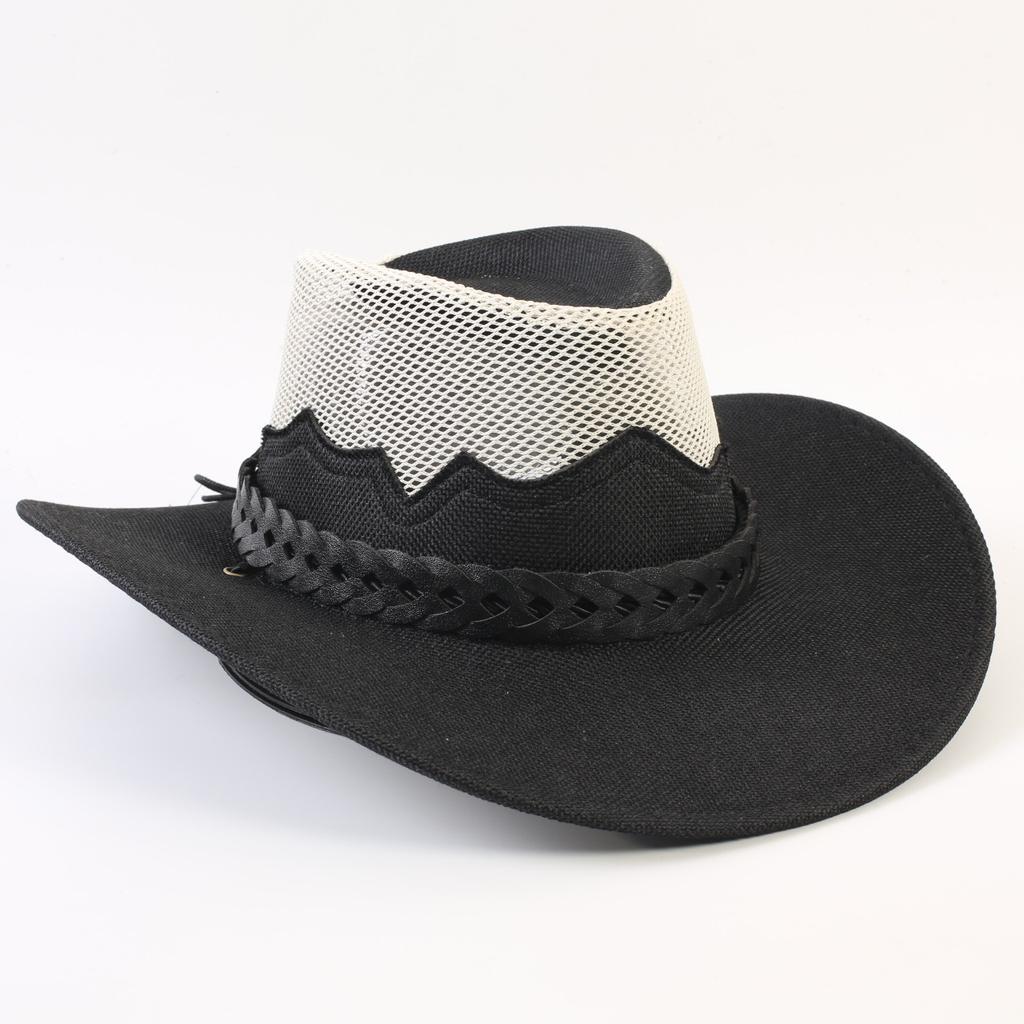 Western Cowboy Hat Men and Women Summer Breathable Sunscreen Visor Hat Big Brim Outdoor Travel Straw Top Hat