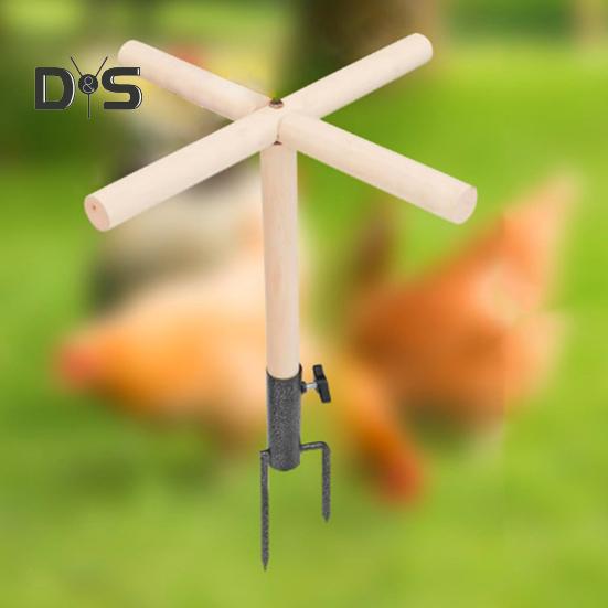 Chicken Perch Toy Wooden Chick Perch Stand with Metal Ground Stake Coop Backyard Poultry Accessories for Roosters Chicks Parrots