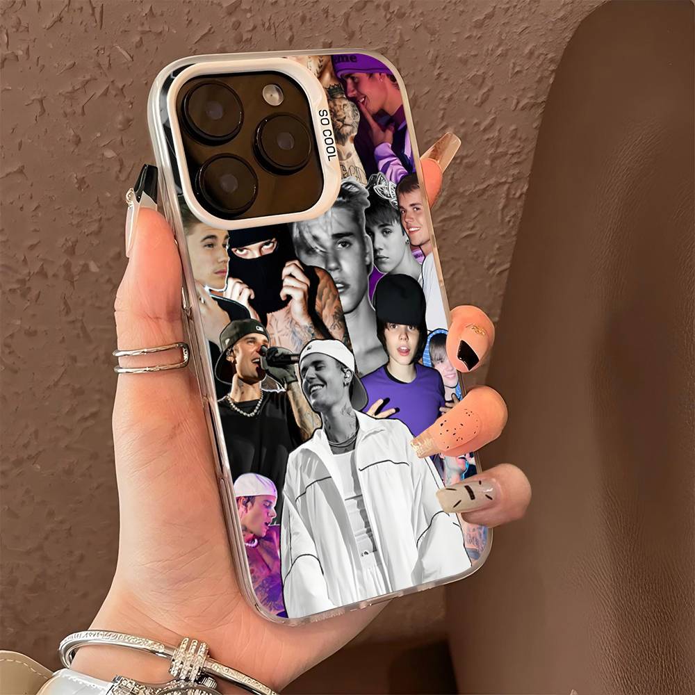 Singer J-Justin B-Bieber Colorful Silver For IPhone 17 16 15 Pro Max 14 13 12 11 Pro Plus Phone Case