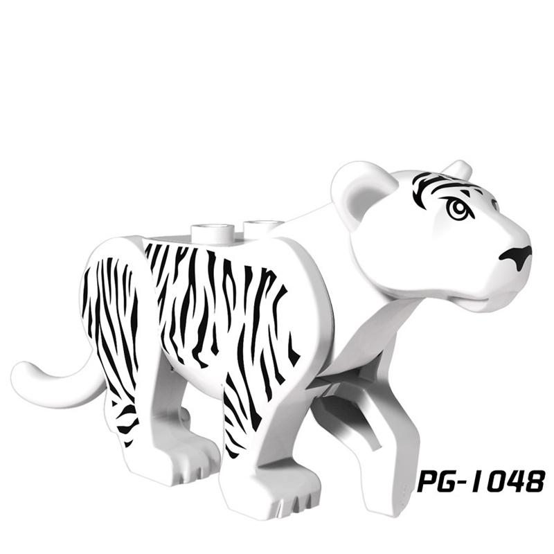 Jungle Animals Series Building Blocks Yellow Tiger White Leopard Wild Cougar Diy Bricks Decor Toys For Children Christmas Gifts