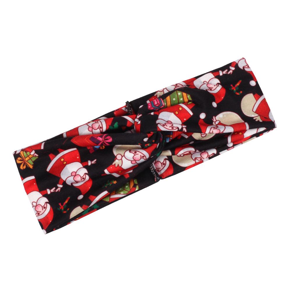 Elastisches Weihnachts-Stirnband mit Santa-, Glocken- und Rentier-Print