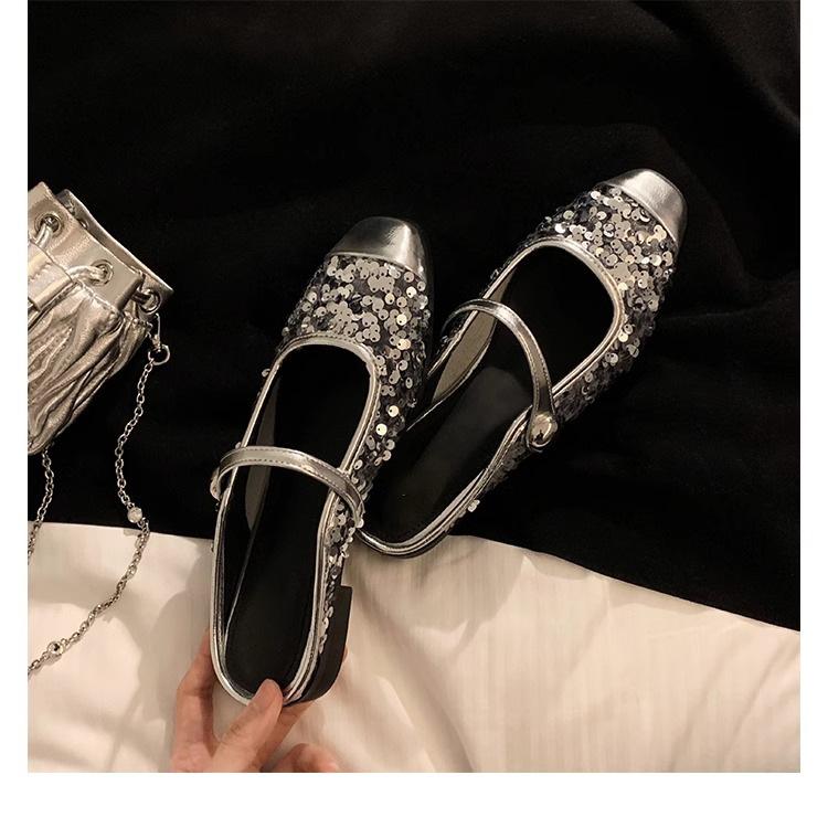Grape Mother Sparkling Sequined Cool Slippers Children Thick Heel Single Shoes 2025 Spring Women's Fashion Huizhou Women's Shoes Muller Shoes