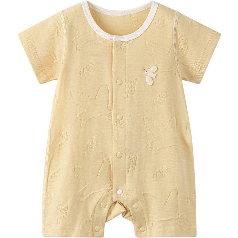 TONGTAI Baby Jacquard Pure Cotton Short Sleeve Romper