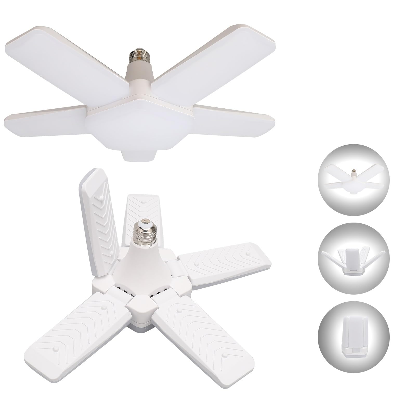 

2 LED Garage Lights, 80W Ceiling Light, 5-Light Work Light, 10,000LM, 6500K, Adjustable Angle, Daylight White, Energy Saving, Foldable,