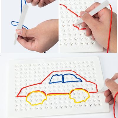 DIY String Braided Drawing Board Christmas Craft Art Threading Board with Colorful Ropes Educational Weaving Drawing Set for Kids 2-8 Years