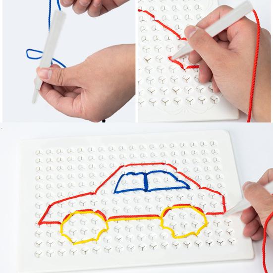 DIY Šnúrková pletená kresliaca doska Vianočné remeslo Umelecká navliekacia doska s farebnými šnúrkami Vzdelávacia tkacia kresliaca súprava pre deti 2-8 rokov