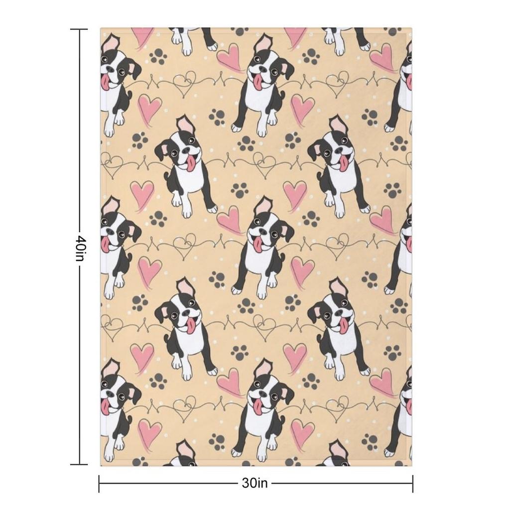LOVE Boston Terrier / Black 2 Throw Blanket Comforter Designers Soft Plaid Luxury Brand Blankets