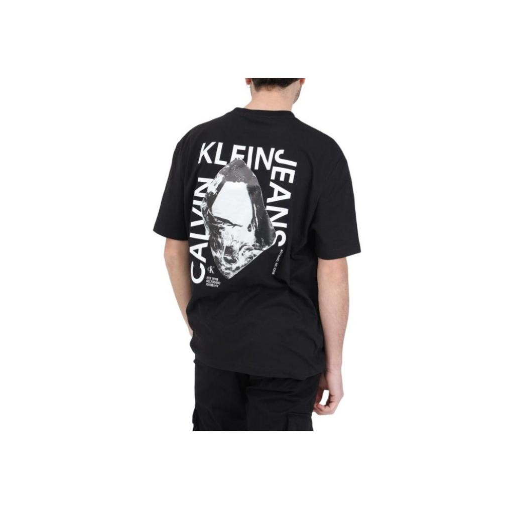 Calvin Klein Logo Print Loose Fit Crew Neck T-Shirt Men Tops Black J30J324759-BEH