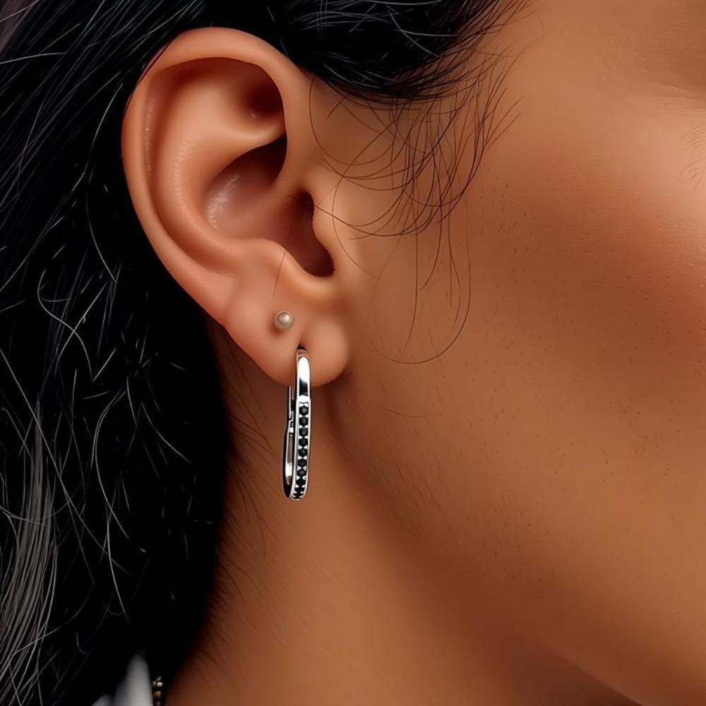 Black Awn Schwarze Schmuck-Creolen für Frauen, Hoop-Ohr-Geschenk-Ohrring