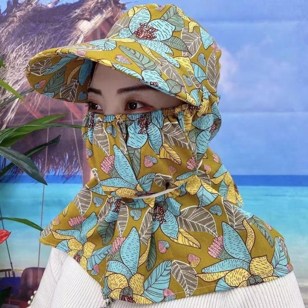 Wide Brim Tea Picking Cap Anti-UV Sunscreen Hat Fashion Women's Ponytail Hat  Outdoor