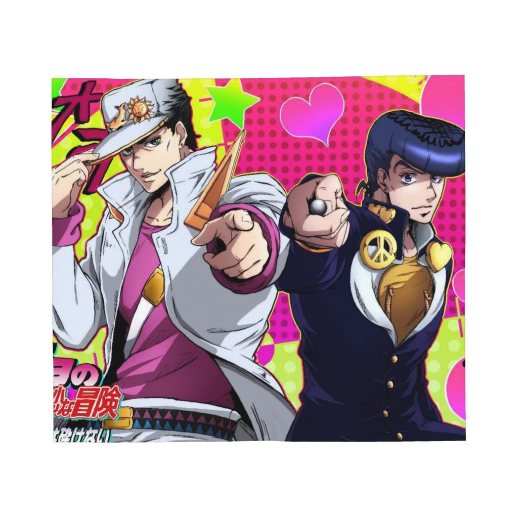 Jojo Anime Blankets Fleece Spring Autumn  Portable Super Warm Throw Blankets for Bed Car Rug Piece