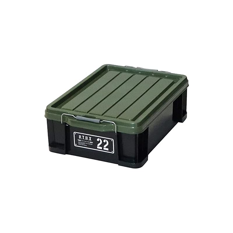 JEJ Astage Storage Box [X Series NT Box #22] Black Green, Disaster Prevention, 38cm (W) x 54.5cm (D) x 18cm (H), Made in Japan, Stackable