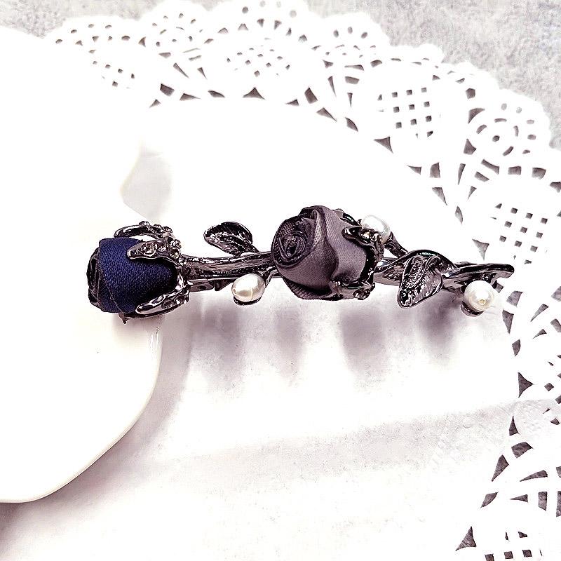 Rhinestone Leaves Barrettes Women Rose Flower Crystal Graceful Ponytail Holder Hair Accessories Hair Clip Female  Jewelry