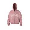 Unisex Oversized Short Hooded Zip-Up Fleece Sweatshirt With Embroidered Letters Patch Detail