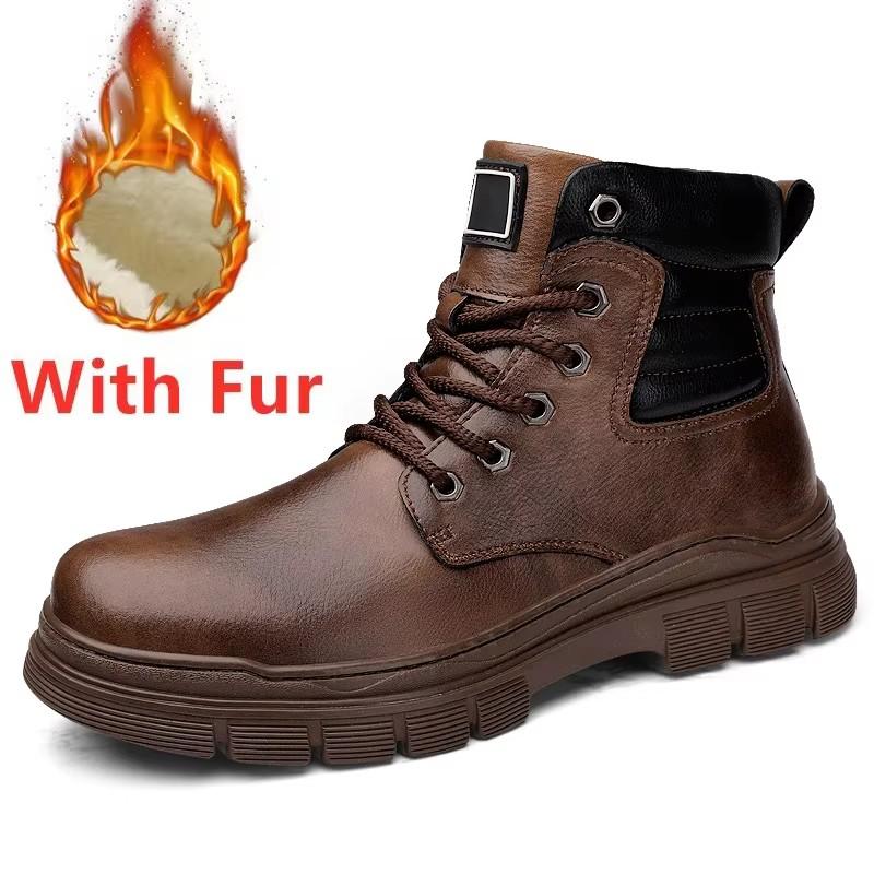 

Модные Классические Горячая Распродажа Мужские Деловые Ботинки Удобные Теплые Плюшевый Мех Зимние Ботинки Обувь с Высоким Верхом Натуральная Кожа Всепогодные Ботильоны 37