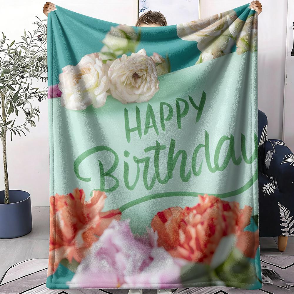 Happy Birthday Throw Soft Flannel Throw Summer AC Blanket Lightweight Cool Nap Blanket for Sofa Bed Couch Travel 75X95CM