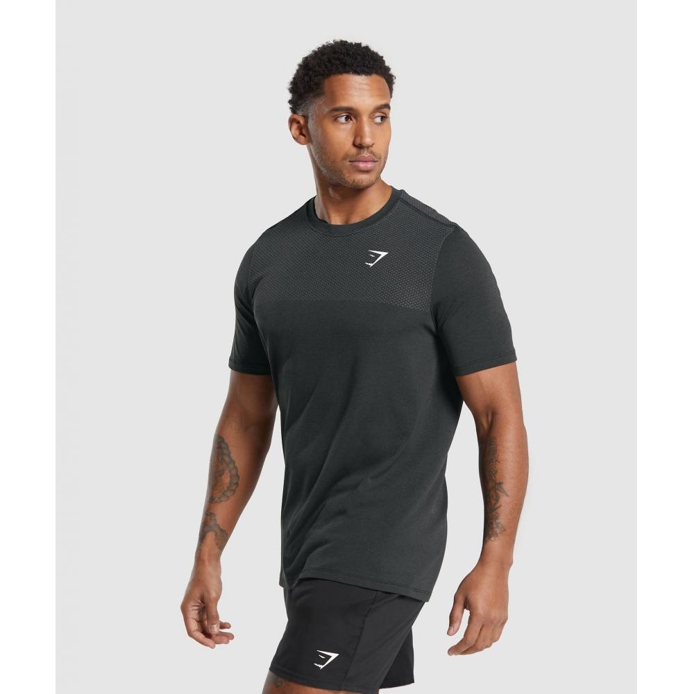 Gymshark ViTal Seamless T SHIRT Černá Středně šedá Marl A6a4d Bcl2