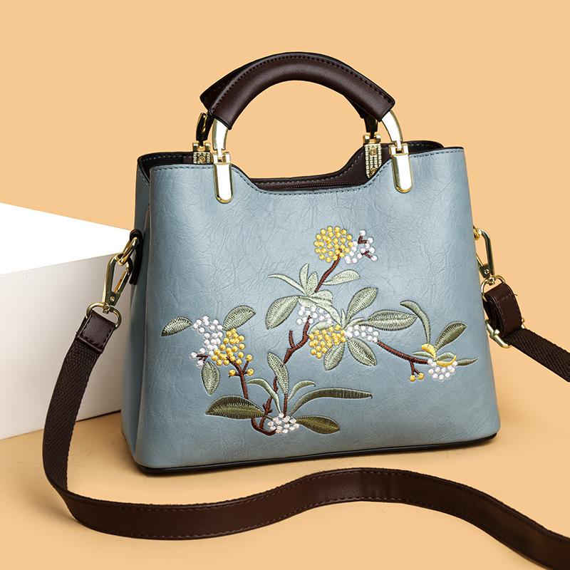 Bags Women's Fashion Handbags Large Capacity Embroidered Middle-aged Bags Ladies Crossbody Shoulder Bags