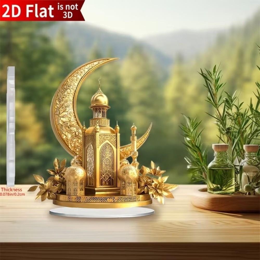 2D Design Islamic Desktop Ornament Elegant Crescent Ramadan Eid Decorations  for Home Decoration