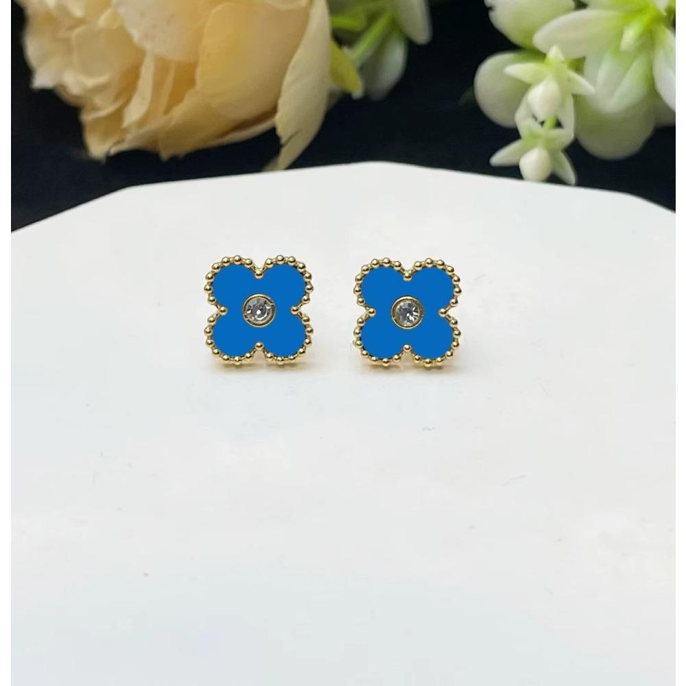 

Новые серьги с четырехлистным клевером из циркония, нержавеющая сталь, не теряет цвет, с красным перламутром, гипоаллергенные серьги синий