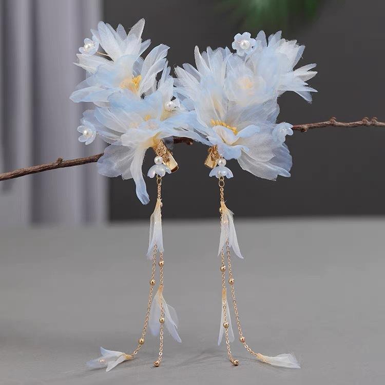 Flower Hair Clips Forks Chinese Hanfu Hair Accessories for Women Hairpin Fork Handmade Vintage Wedding Hair Jewelry Retro Crowns for Girl and Women
