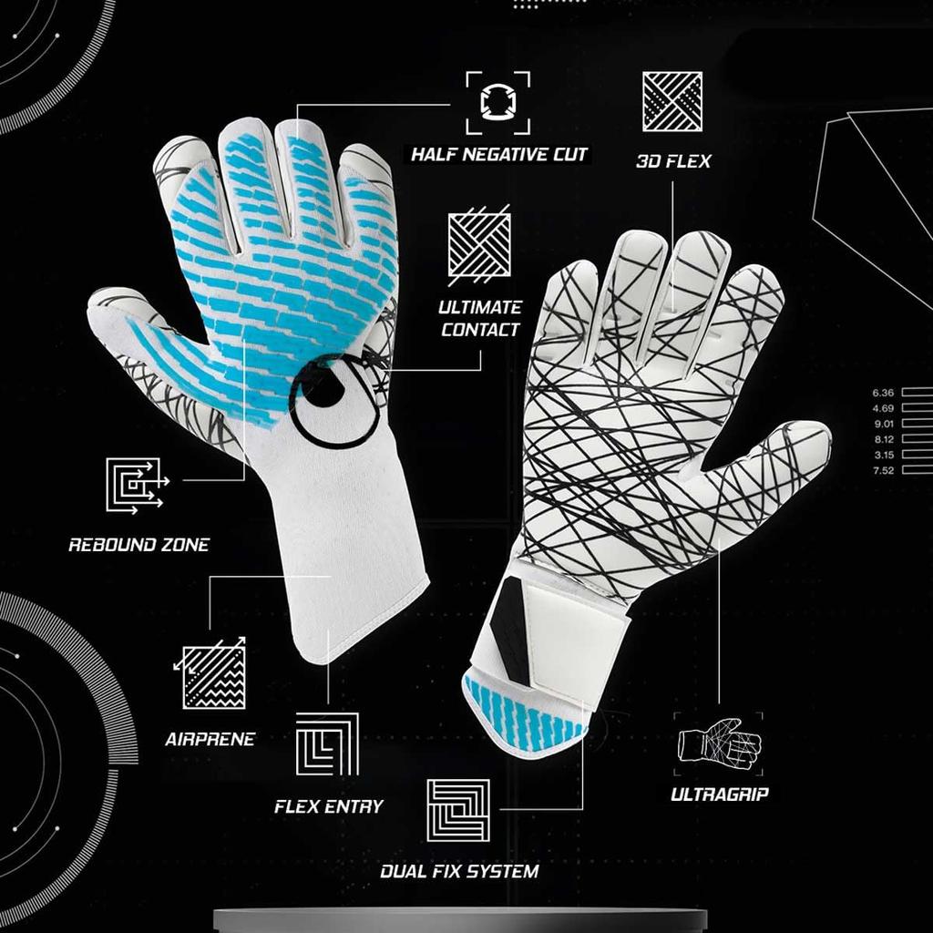 Uhlsport Cybertech Ultra Grip Półnegatywne Rękawice Piłkarskie Bramkarskie 01 (1011373 10)