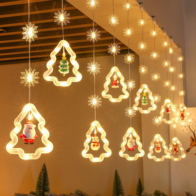 LED Christmas Star Curtain Lights - Festive Atmosphere with Wishing Ball & Flashing Colors