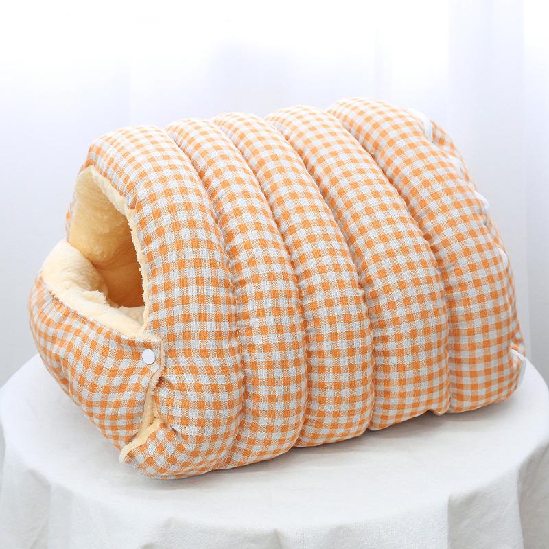 Warm Removable All-Season Cat & Dog Bed - Half-Closed Kitten Nest Pad M - For Pets Up to 8 Pounds