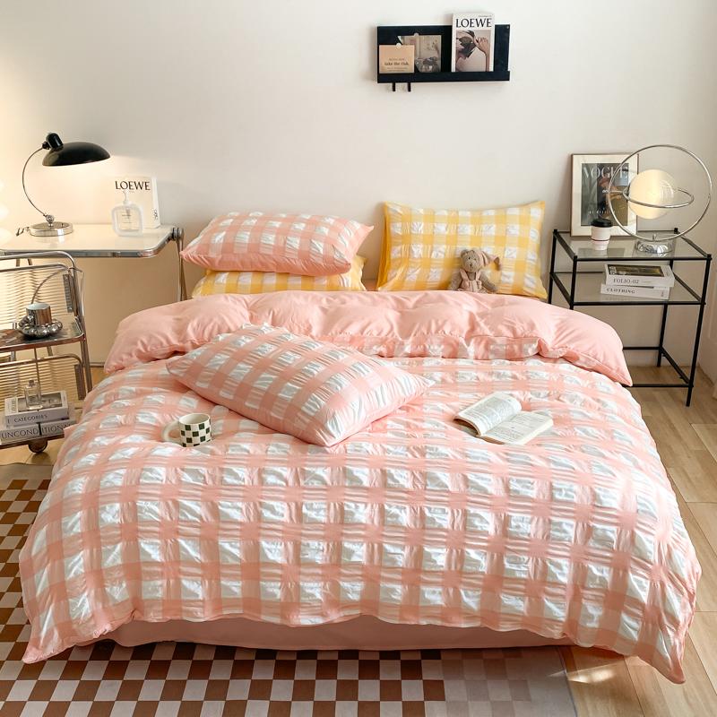 INS Károvaná Série Povlečení Prané Bavlna Povlak na přikrývku prostěradlo povlaky na polštáře Ložní prádlo Set Queen/King Postel edredones de cama