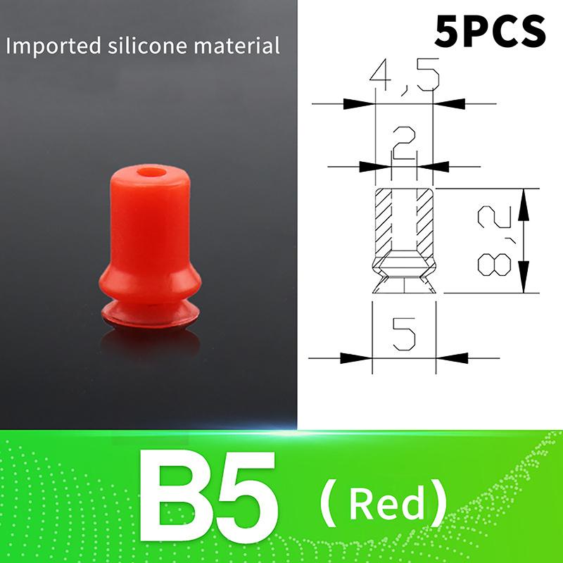 5Pcs Mechanical Hand Vacuum Suction Cup Red Corrugated U8 U15 B5/8/10/15 Industrial Pneumatic Accessories