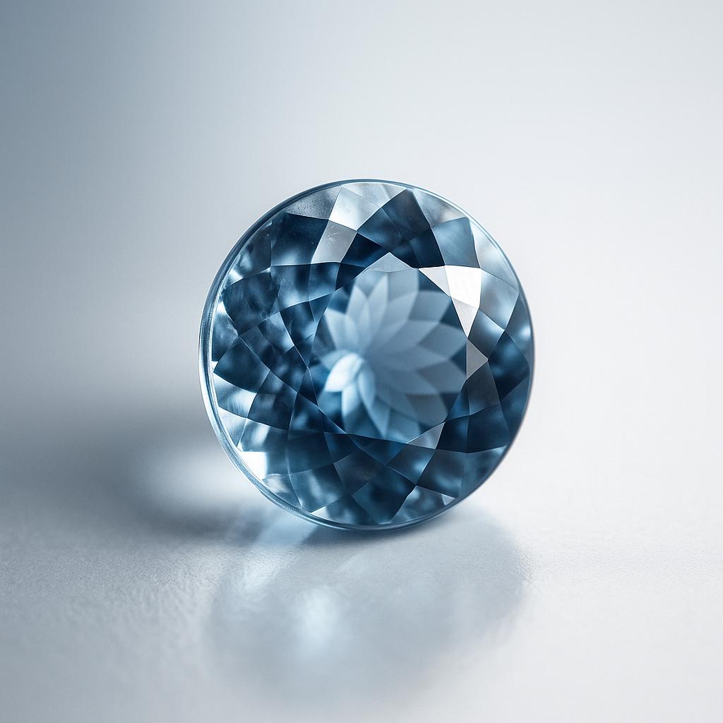 Naturalny akwamaryn, szlif okrągły, kolor oceanu niebieski, certyfikowany, 7,20 ct, luźny kamień szlachetny