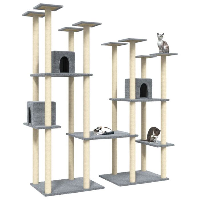 VidaXL Arbre à chat avec griffoirs en sisal Gris clair 174 cm 171534
