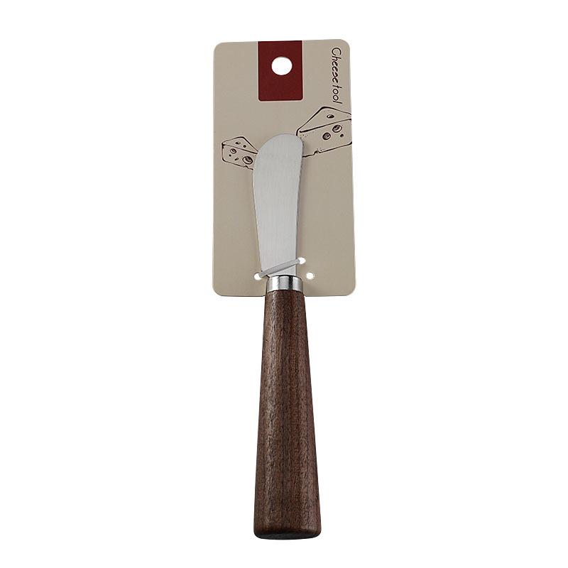 Walnut Handle Stainless Steel Cheese Knife, Fork, and Butter Spreader Set