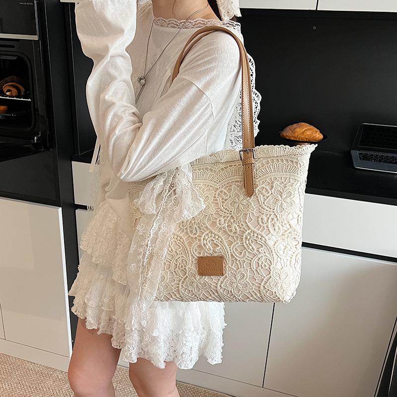 Lace Bow Large Capacity Tote Bag Women's New Versatile Shoulder Bag