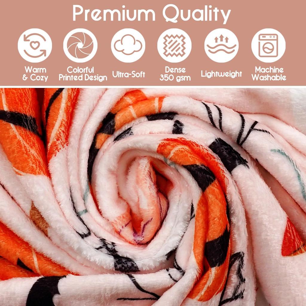 Halloween Blanket,Halloween Pink Pumpkin Ghost Mushroom Fleece Blankets,Fall Thanksgiving Farmhouse Gifts for Women Flannel Thro